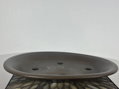 Preowned Japanese Tokoname Shallow Oval Bonsai Pot Seto - 20” By 15.5”