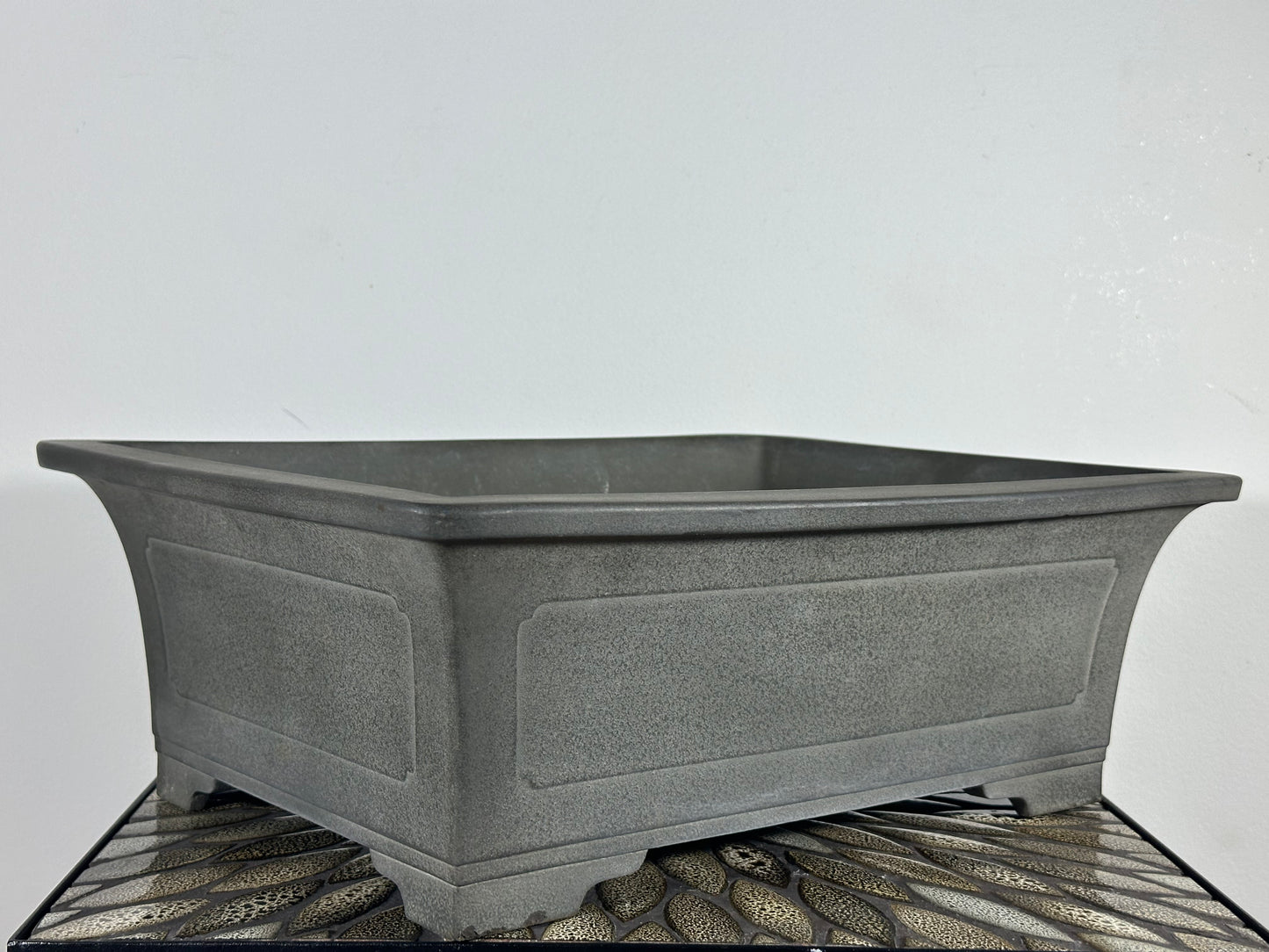 Preowned Japanese Tokoname Deep Rectangular Bonsai Pot Has Stamp - 16.25” By 12”