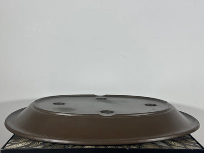 Preowned Japanese Tokoname Shallow Oval Bonsai Pot Seto - 20” By 15.5”