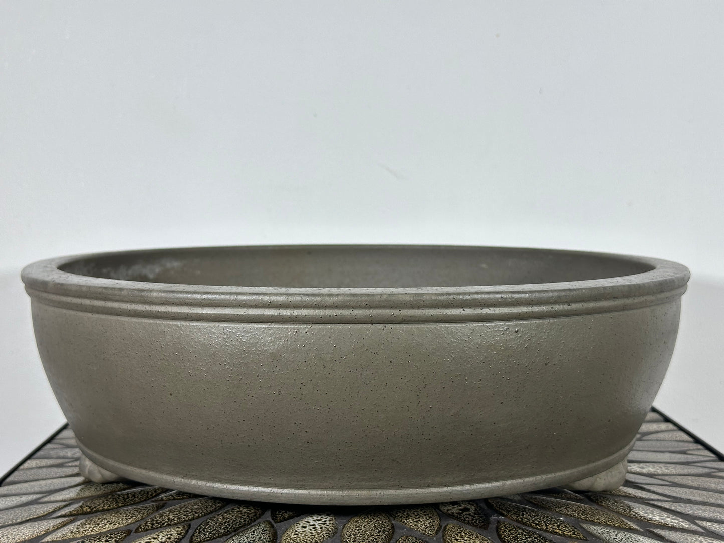 Preowned Japanese Round Bonsai Pot Sugi - 14.5” By 4.5”