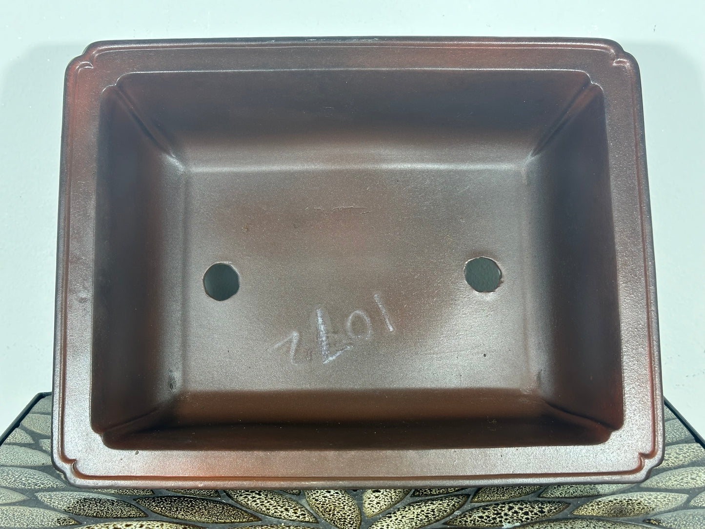 Preowned Japanese Tokoname Rectangular Bonsai Pot Yamasyou - 12.5” By 9.5”