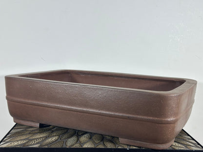 Preowned Japanese Tokoname Rectangular Bonsai Pot By Masusai - 17” By 12.5”