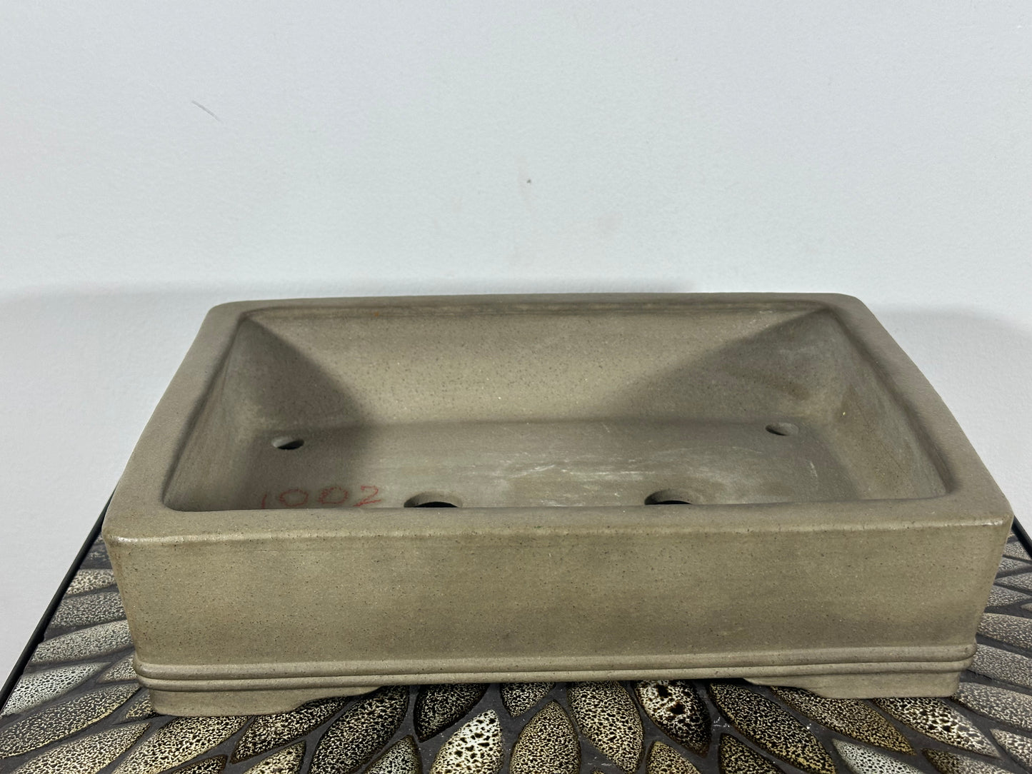 Preowned Japanese Tokoname Rectangular Bonsai Pot By Hekisui - 12.25” By 9.5”